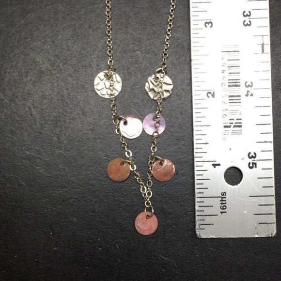 Anklet Ankle Bracelet 10 Inches Barbie Pink Shell Silver Chain Hammered Dangle - Picture 7 of 8